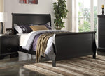 Fiona 3-Pc Black Wood Full Bedroom Set with Sleigh Bed