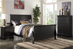 Fiona 3-Pc Black Wood Twin Bedroom Set with Sleigh Bed