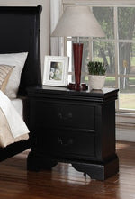 Fiona 6-Pc Black Wood Queen Bedroom Set with Sleigh Bed