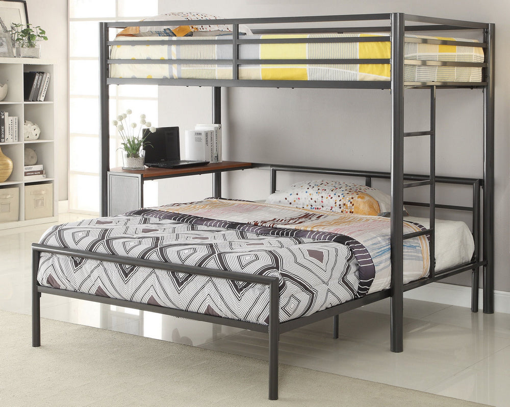 Fisher Gunmetal Twin Workstation Loft Bed with Twin Bed