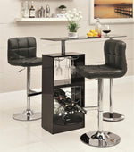 Aila Contemporary 2 Black Leatherette Adjustable Bar Stools