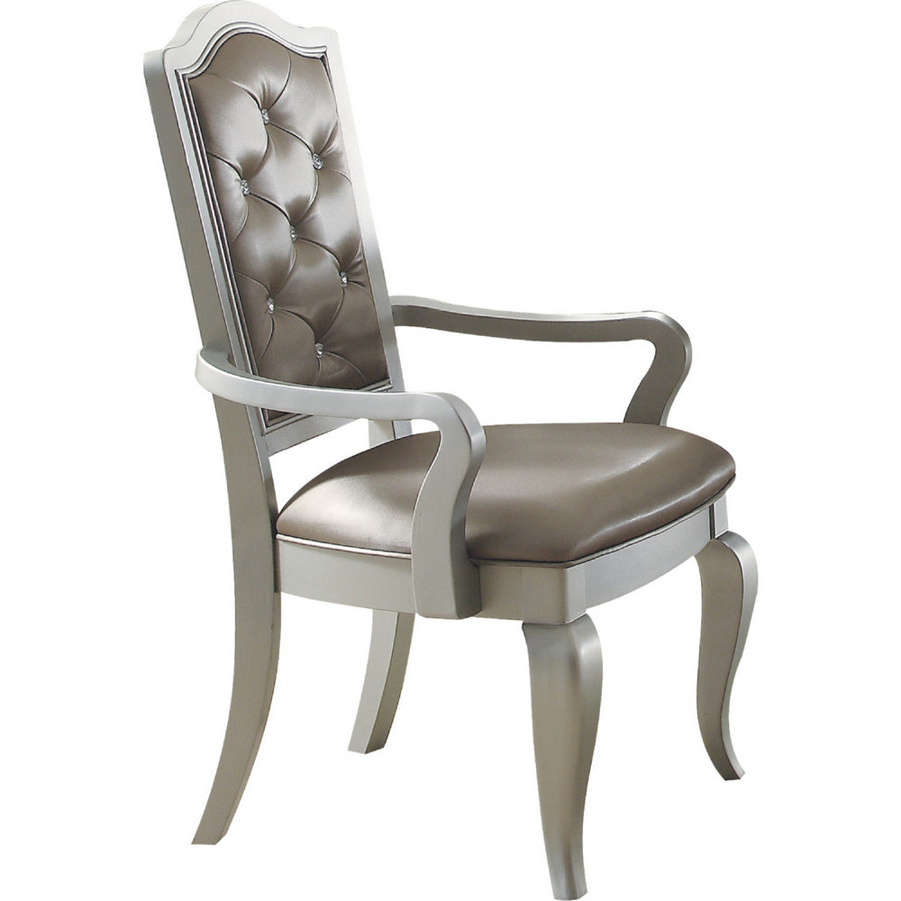 Francesca 2 Gold/Silver PU Leather/Wood Arm Chairs