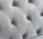 Frostine Silver Velvet Loveseat with Accent Pillows