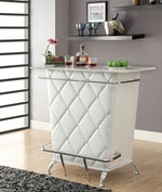 Fuero White Leatherette Bar Table