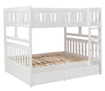 Galen White Wood Full Bunk Bed with Storage