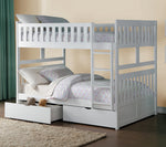 Galen White Wood Full Bunk Bed with Storage