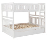 Galen White Wood Full Bunk Bed with Twin Trundle