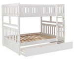 Galen White Wood Full Bunk Bed with Twin Trundle