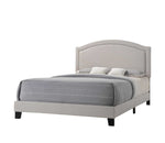 Garresso Fog Fabric Queen Bed with Nailhead Trim