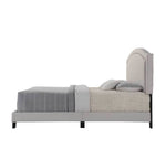 Garresso Fog Fabric Queen Bed with Nailhead Trim