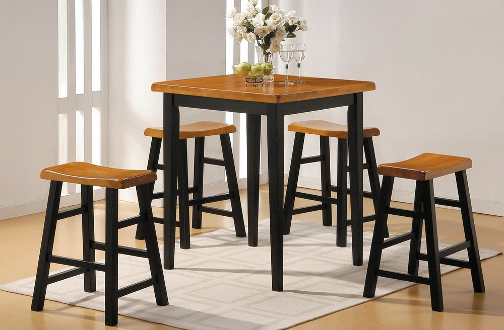 Gaucho 5-Pc Oak & Black Wood Counter Height Set