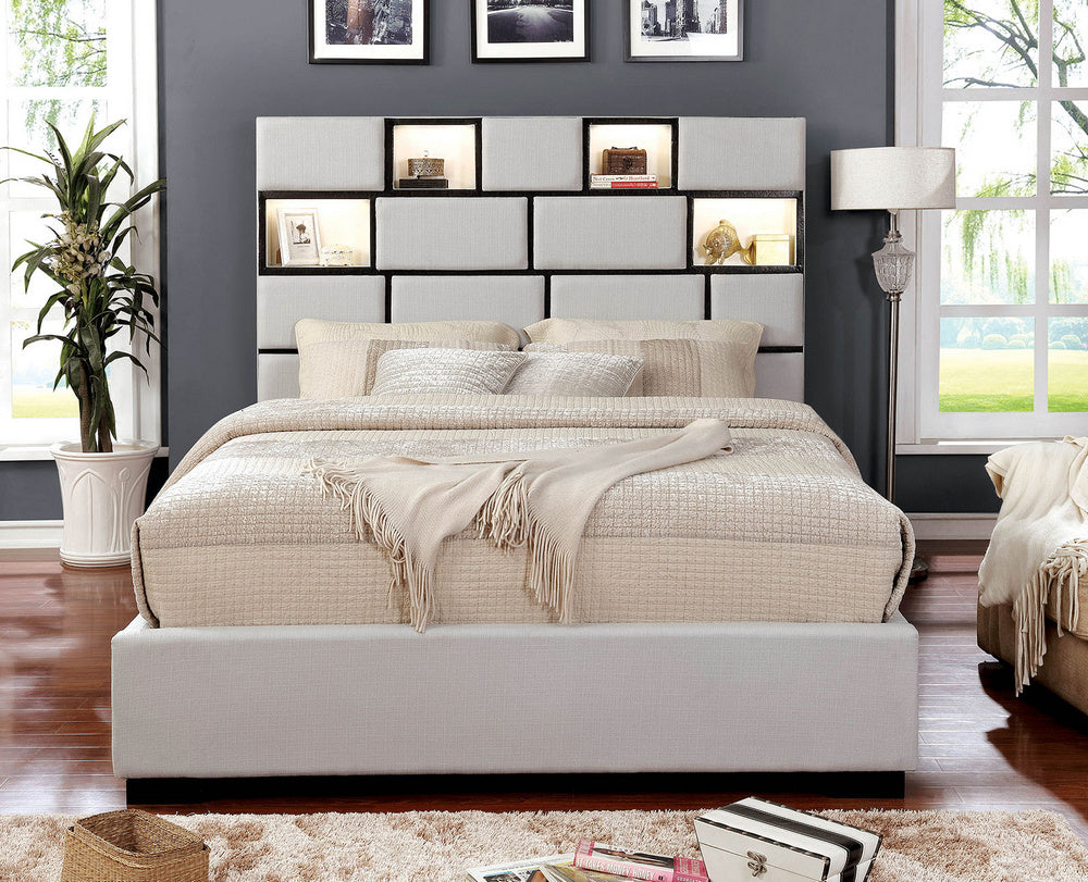 Gemma Beige Fabric King Bed