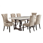 Gerardo White/Weathered Espresso Marble/Pine Wood Dining Table