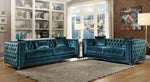 Gillian Dark Teal Velvet Button Tufted Loveseat