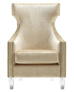 Gramercy Croc Patterned Gold Velvet Wing Chair