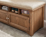 Gwebdolyn Oak Linen/Wood Shoe Bench