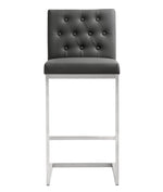 Helsinki 2 Grey Vegan Leather/Steel Bar Stools