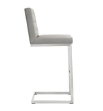 Helsinki 2 Light Grey Vegan Leather/Steel Bar Stools