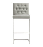 Helsinki 2 Light Grey Vegan Leather/Steel Bar Stools