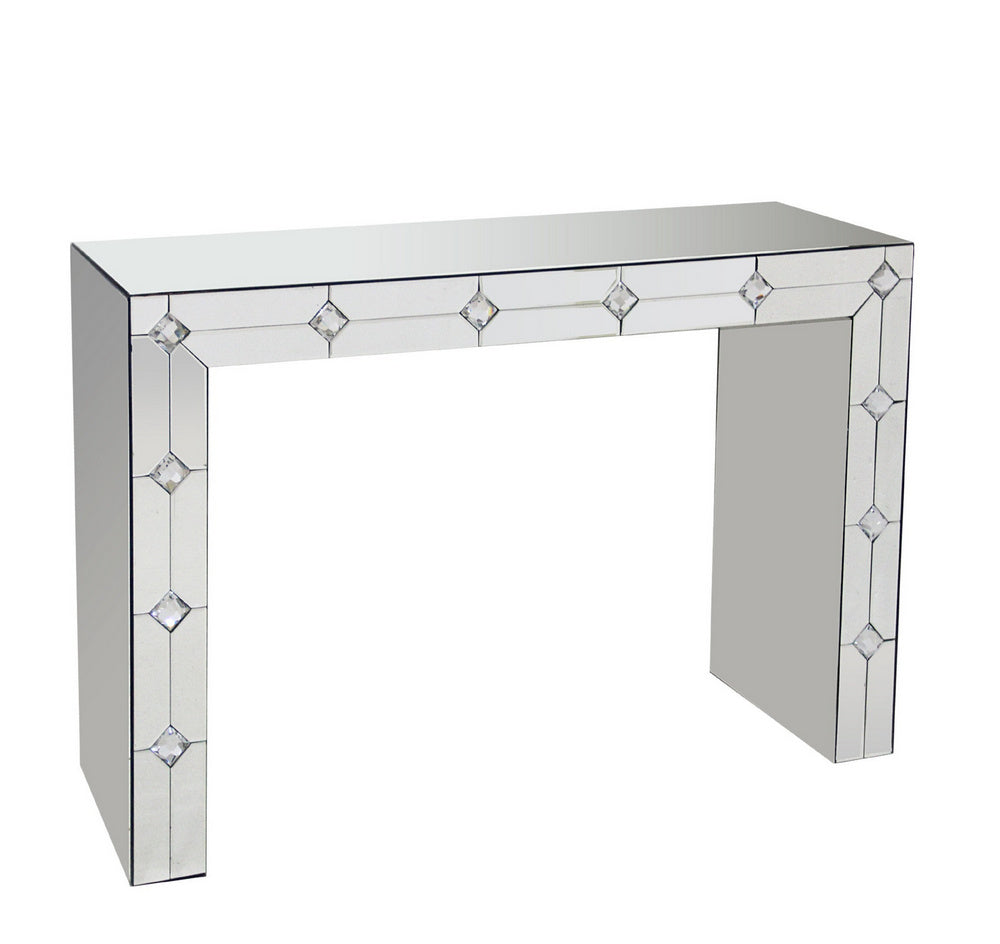 Hessa Mirrored Console Table with Diamond Pattern