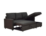 Hiltons Charcoal Linen Sectional Sofa with Sleeper & Storage