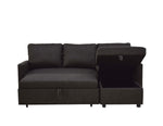 Hiltons Charcoal Linen Sectional Sofa with Sleeper & Storage