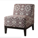 Hinte Global Print Chenille & Dark Brown Wood Accent Chair