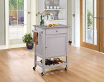 Hoogzen Stainless Steel & Gray Wood Kitchen Cart