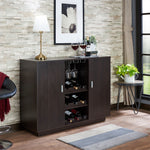 Houp Espresso Wood Server with Wine Bottle Rack