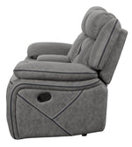 Higgins Grey Coated Microfiber Manual Recliner Loveseat