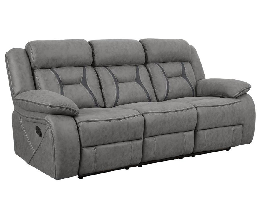 Higgins Grey Coated Microfiber Manual Recliner Sofa