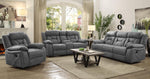 Higgins Grey Coated Microfiber Manual Recliner Sofa