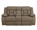 Higgins Tan Coated Microfiber Manual Recliner Loveseat