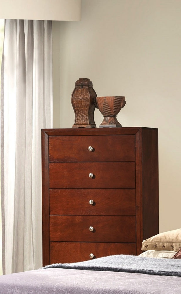 Ilana Brown Cherry Wood 5-Drawer Chest