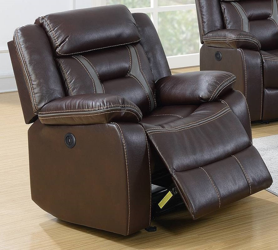 Imogene Dark Brown Gel Leatherette Power Recliner