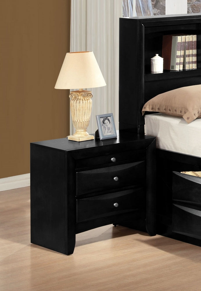 Ireland Black Wood 2-Drawer Nightstand