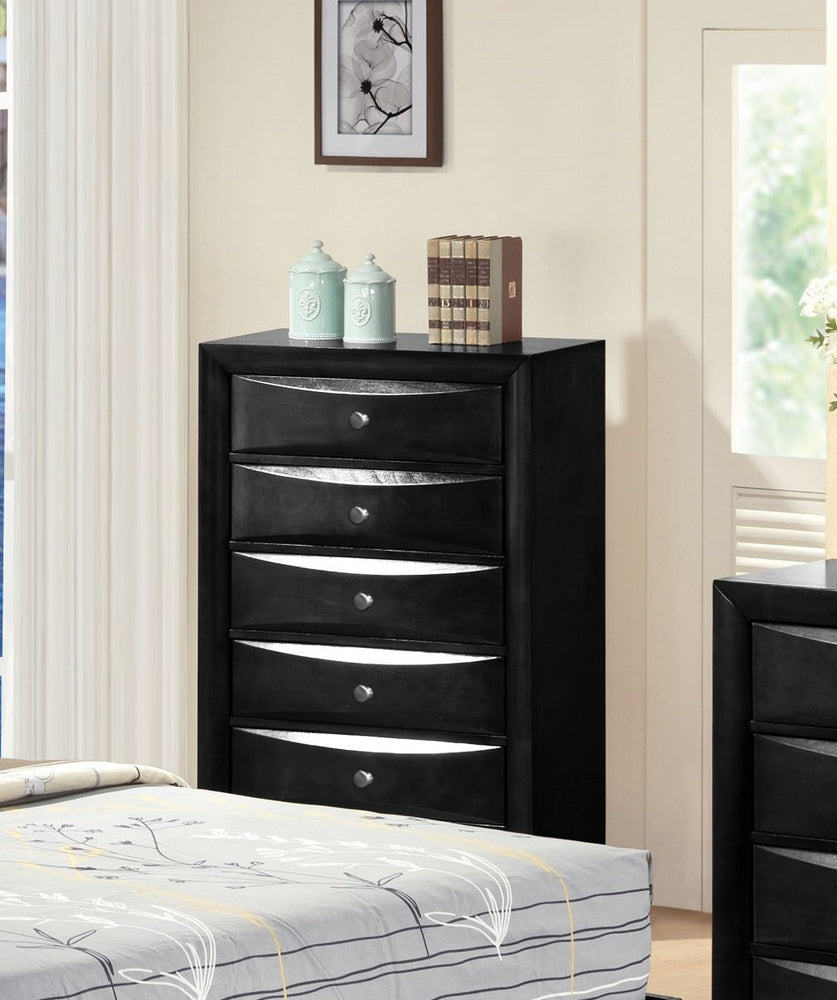 Ireland Black Wood 5-Drawer Chest