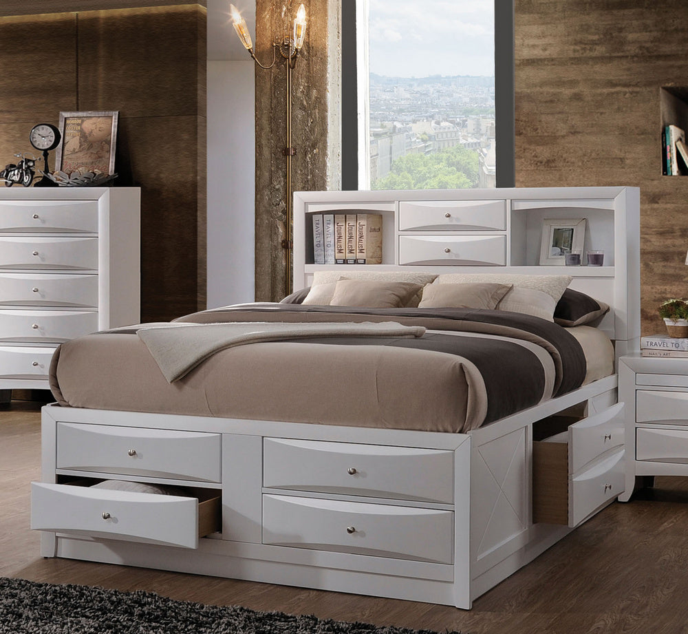 Ireland White Wood King Bookcase Bed