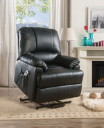 Ixora Black PU Leather Power Recliner with Massage & Lift Assist