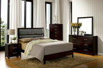 Janine Espresso Leatherette/Wood Queen Bed