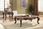 Jardena Cherry Oak Wood Coffee Table with Marble Top