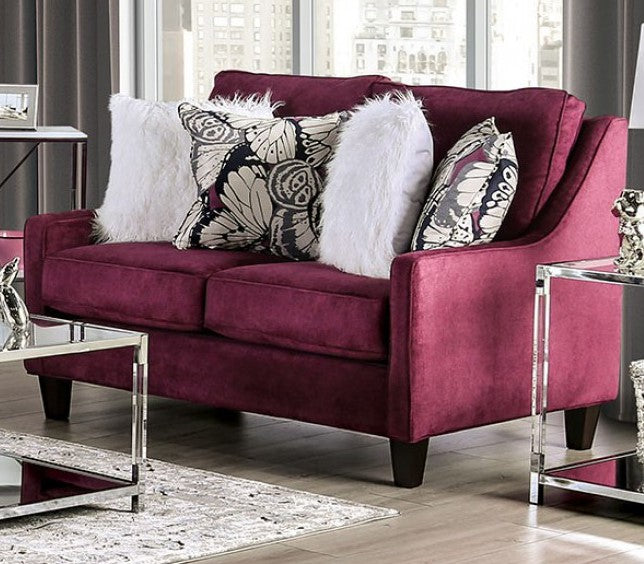 Jillian Plum Chenille Loveseat