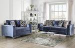 Jodie Satin Blue Microfiber Sofa (Oversized)