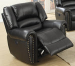 Johna Black Bonded Leather Power Recliner