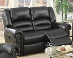 Johna Black Bonded Leather Power Recliner Loveseat