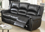 Johna Black Bonded Leather Power Recliner Sofa