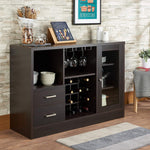 Joice Espresso Wood Server with Wine Bottle Rack