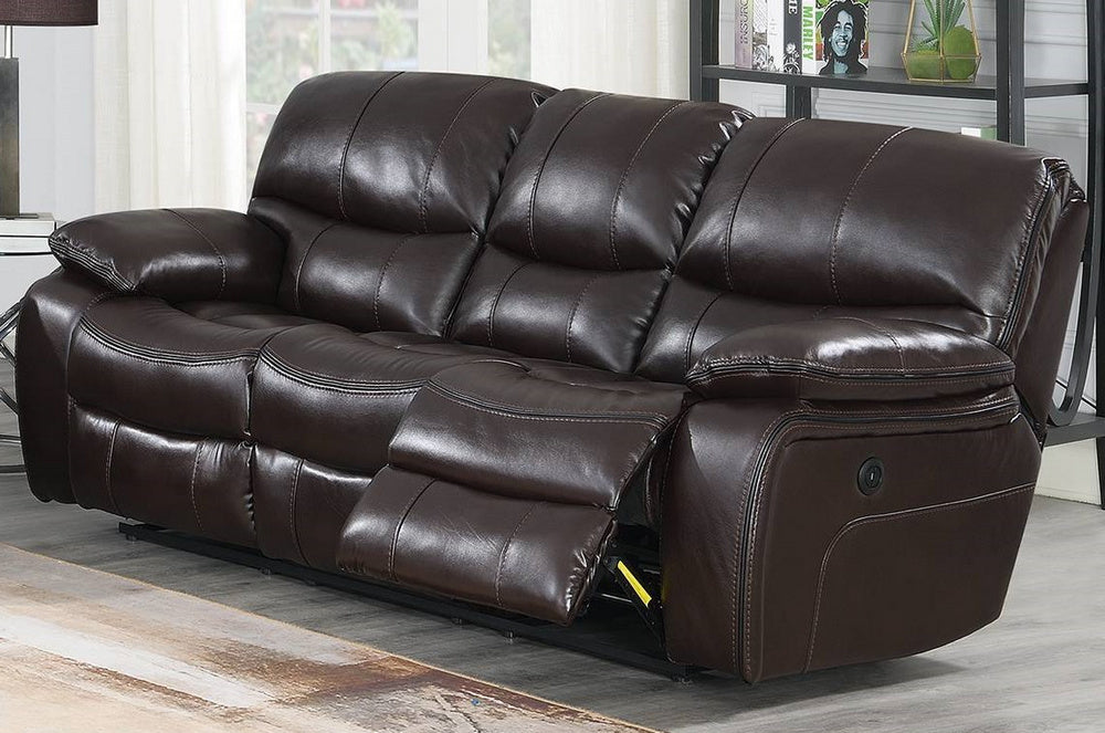 Joye Dark Brown Gel Leatherette Power Recliner Sofa