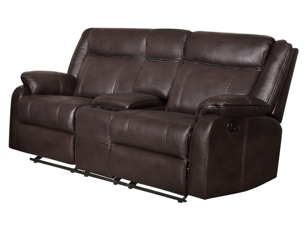 Jude Brown Manual Glider Recliner Loveseat w/ Console