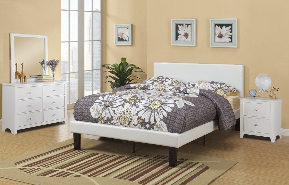 Jules 4-Pc Cream Wood/Faux Leather Full Bedroom Set